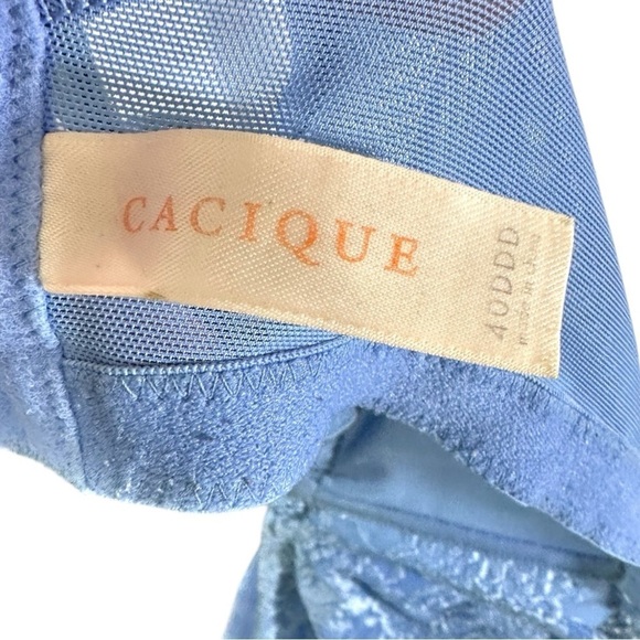 Cacique- Blue Underwire Silky Lace Print Bra- Size 40DDD - Picture 6 of 6